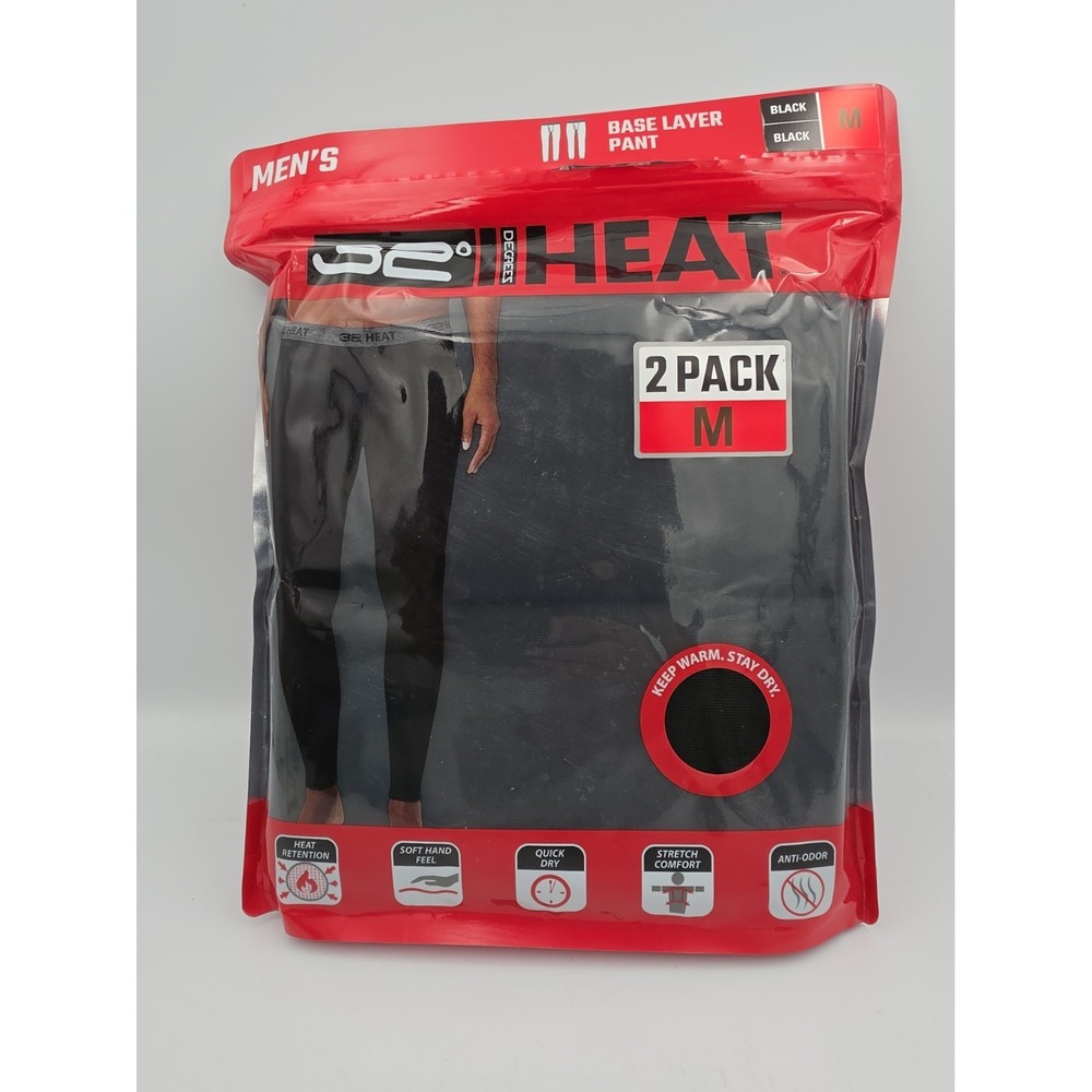 32 Degrees Heat Men 2 Pack Stretch Quick Dry Base Layer Pant Black M 1307820